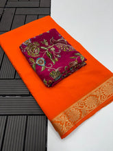 Load image into Gallery viewer, Whimsical Function Wear Pure Soft Viscouse Georgette Weaving Border Rich Pallu Fancy Designer Saree For Party
