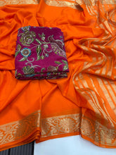 Load image into Gallery viewer, Whimsical Function Wear Pure Soft Viscouse Georgette Weaving Border Rich Pallu Fancy Designer Saree For Party
