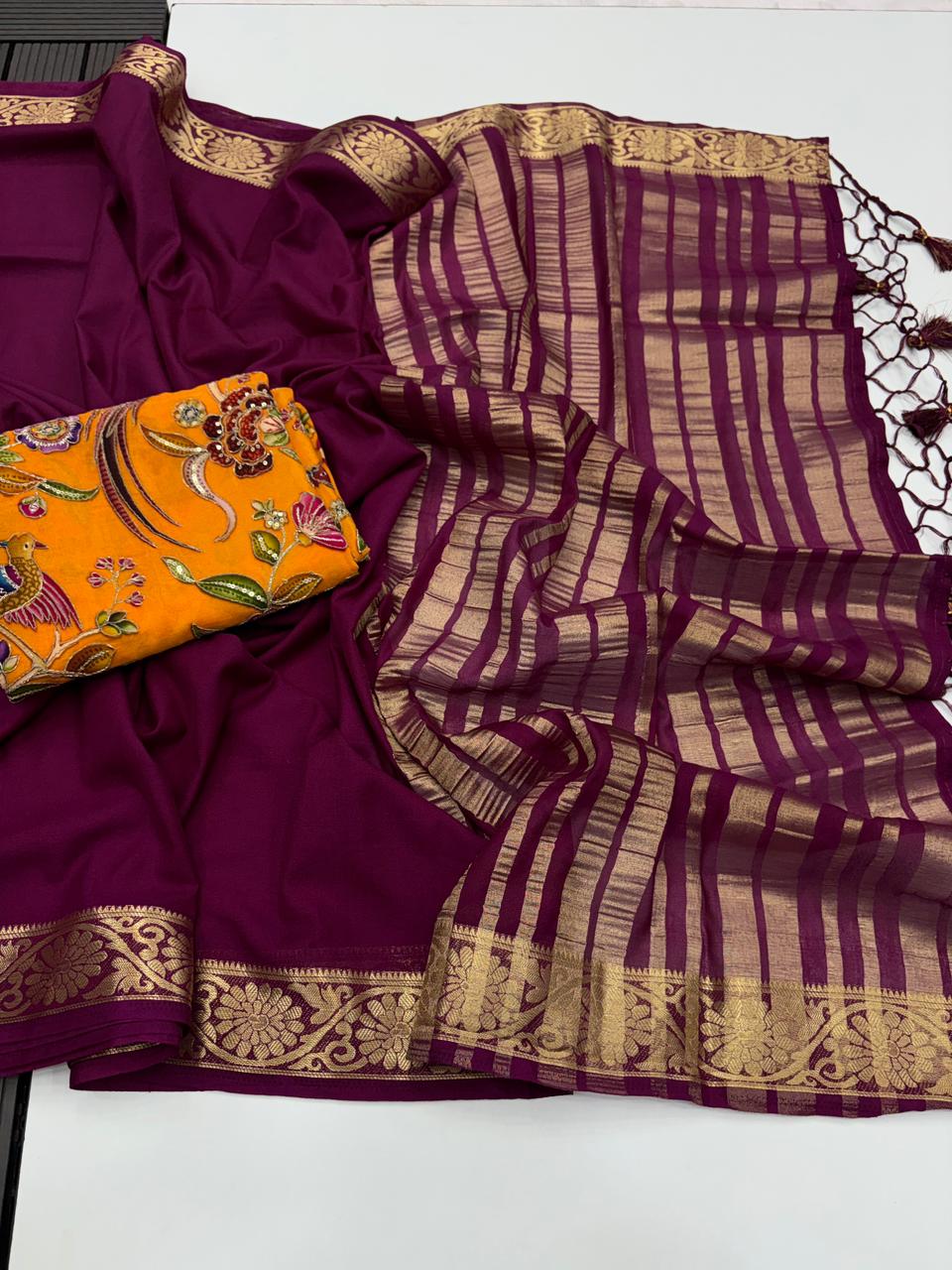 Whimsical Function Wear Pure Soft Viscouse Georgette Weaving Border Rich Pallu Fancy Designer Saree For Party