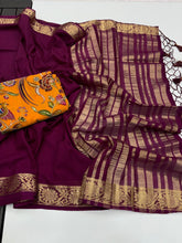 Load image into Gallery viewer, Whimsical Function Wear Pure Soft Viscouse Georgette Weaving Border Rich Pallu Fancy Designer Saree For Party
