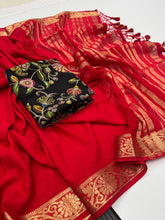 Load image into Gallery viewer, Whimsical Function Wear Pure Soft Viscouse Georgette Weaving Border Rich Pallu Fancy Designer Saree For Party
