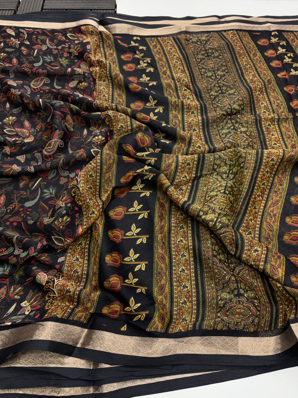 Marvellous Party Wear Pure Chiffon Organza Silk Zari Border Designer Saree With Blouse
