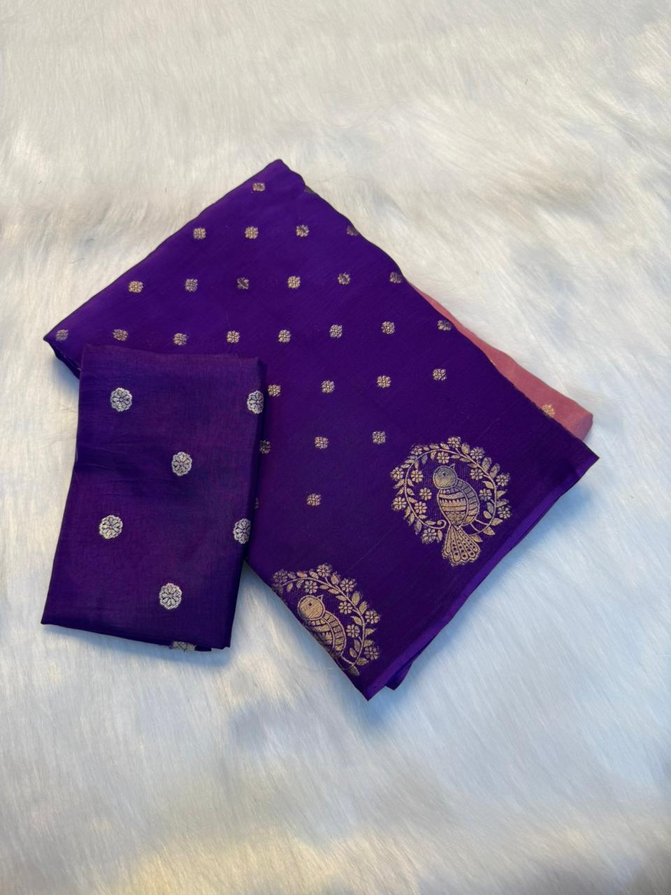 Glossy Festive Wear Pure Soft Dola Silk Jacquard Border Fancy Designer Saree With Contrast Blouse Piece