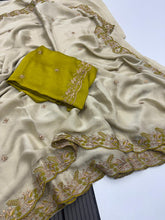 Load image into Gallery viewer, Delightful Function Wear Soft Rangoli Silk Embriodery n Sequence Work Fancy Saree With Adorned Contrast Blouse Piece
