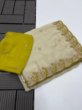 Load image into Gallery viewer, Delightful Function Wear Soft Rangoli Silk Embriodery n Sequence Work Fancy Saree With Adorned Contrast Blouse Piece
