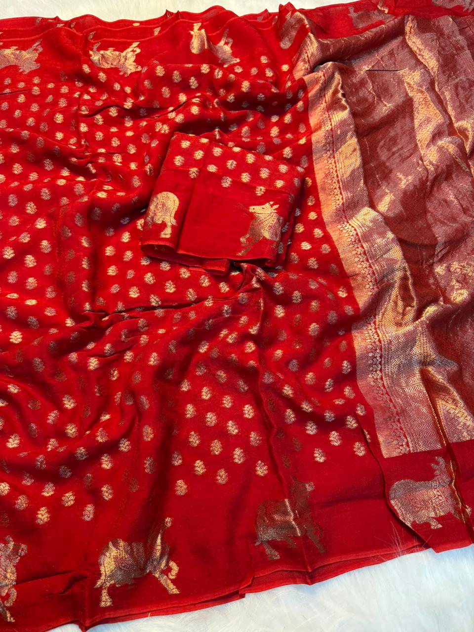 Admirable Festive Wear Viscose Dola With Crape Silk Jacquard Work n Rich Pallu Designer Saree For Ocassion