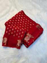 Load image into Gallery viewer, Admirable Festive Wear Viscose Dola With Crape Silk Jacquard Work n Rich Pallu Designer Saree For Ocassion
