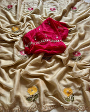 Load image into Gallery viewer, Charming Wedding Wear Georgette Embroidery n Mirror Work Fancy Designer Saree With Contrast Blouse
