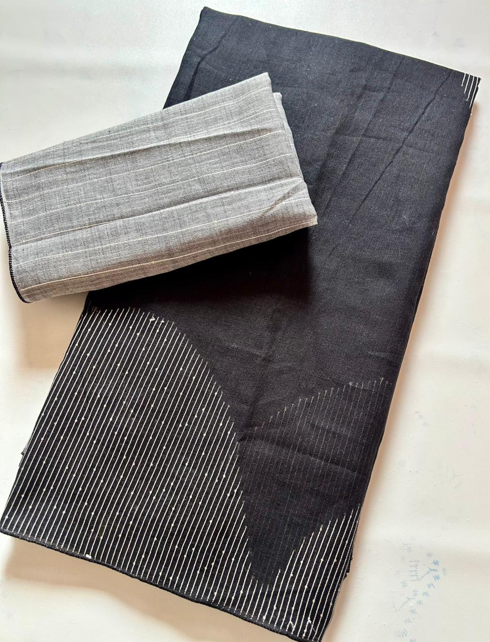 Splendorous PartyWear Soft Linen Black Colour Printed Rich Pallu n Sequence Work Fancy Designer Saree