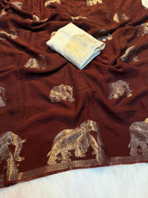 Load image into Gallery viewer, Desirable Party Wear Pure Soft Viscose Silk Zari Work Fancy Designer Saree With Contrast Blouse Piece
