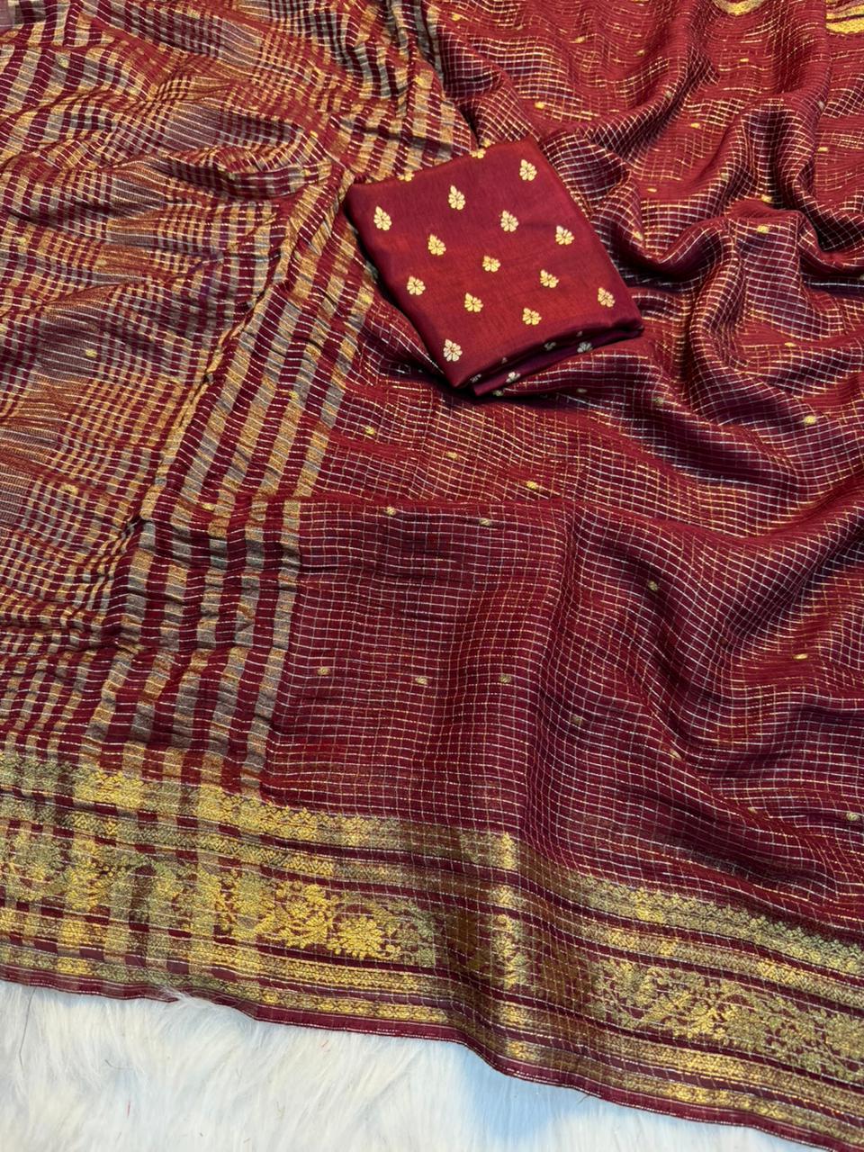 Gratifying Party Wear Viscose Georgette Jacquard Weaving Work Rich Pallu Fancy Designer Saree