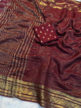 Load image into Gallery viewer, Gratifying Party Wear Viscose Georgette Jacquard Weaving Work Rich Pallu Fancy Designer Saree
