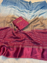 Load image into Gallery viewer, Charming Wedding Wear Pure Viscose Georgette Satin Border Zari Design Fancy Designer Saree With Blouse peice
