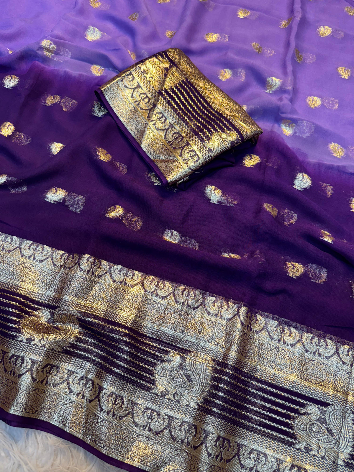 Admirable Festive Wear Double Shaded Viscose Georgette n Jacquard Border Fancy Designer Saree With Contrast Bloue Piece