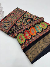 Load image into Gallery viewer, Delightful Function Wear Pure Soft Chiffon Silk Print n Mangalkari Border Fancy Designer Saree With Blouse peice
