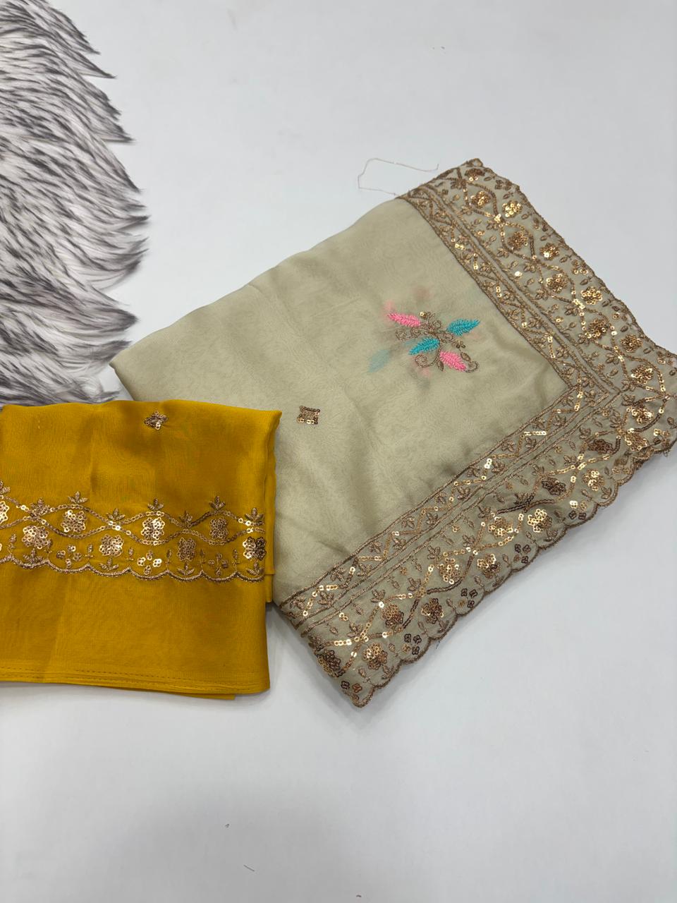 Opulent Wedding Wear Pure Soft Rangoli Silk Embroidery Work Fancy Designer Saree With Blissful Blouse