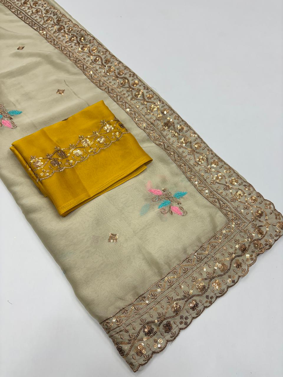 Opulent Wedding Wear Pure Soft Rangoli Silk Embroidery Work Fancy Designer Saree With Blissful Blouse