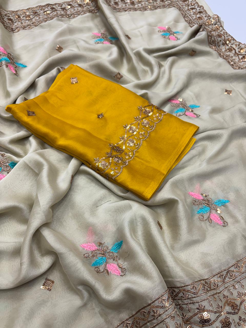 Opulent Wedding Wear Pure Soft Rangoli Silk Embroidery Work Fancy Designer Saree With Blissful Blouse