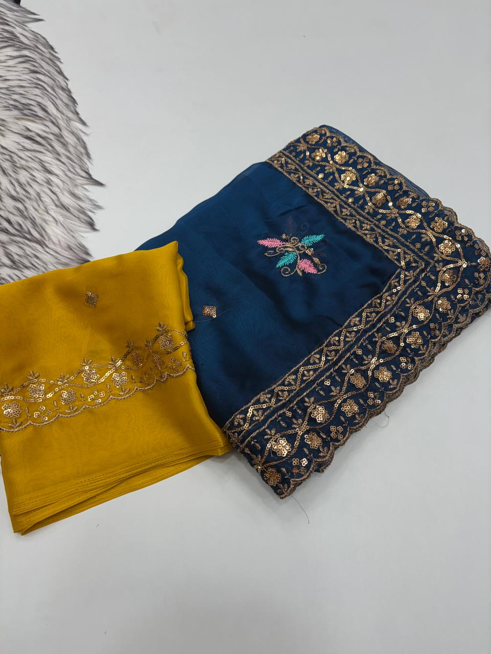Opulent Wedding Wear Pure Soft Rangoli Silk Embroidery Work Fancy Designer Saree With Blissful Blouse