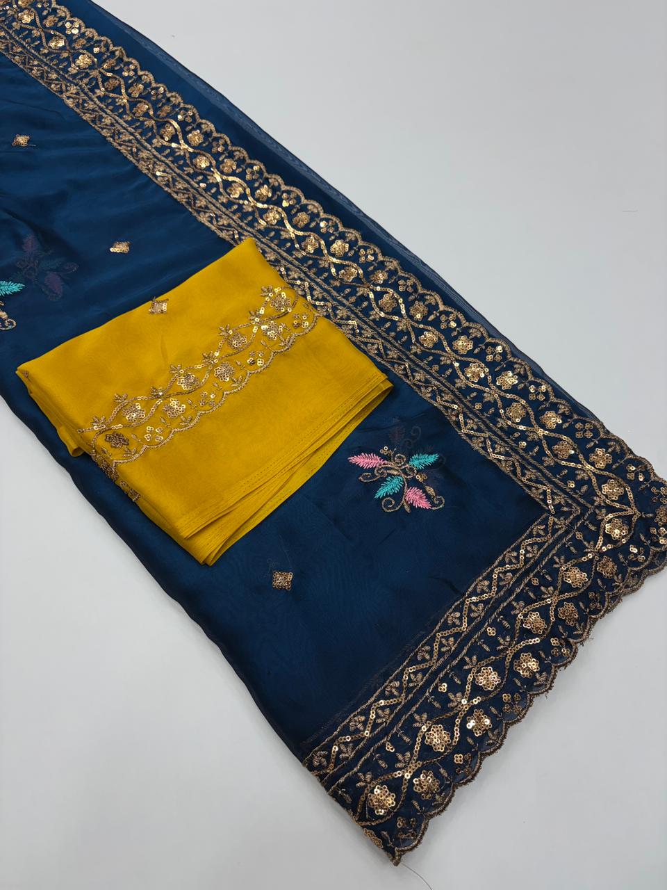 Opulent Wedding Wear Pure Soft Rangoli Silk Embroidery Work Fancy Designer Saree With Blissful Blouse