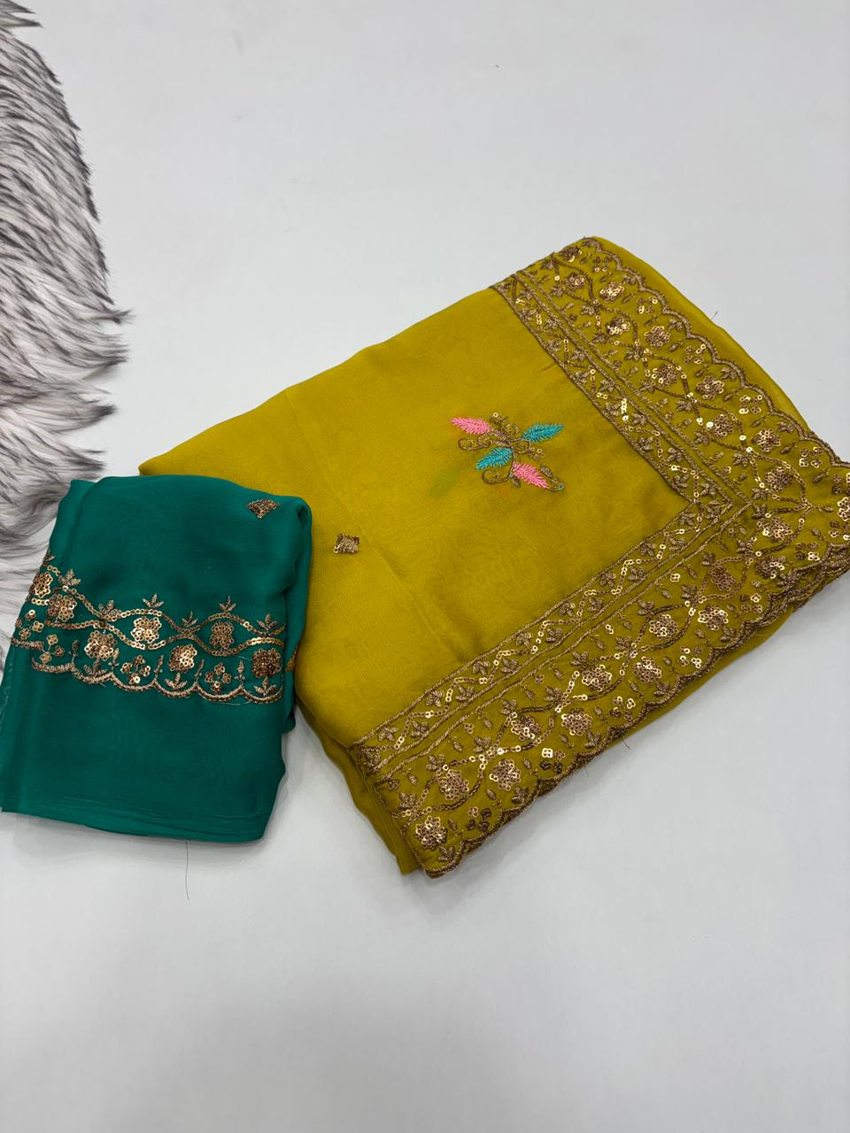 Opulent Wedding Wear Pure Soft Rangoli Silk Embroidery Work Fancy Designer Saree With Blissful Blouse