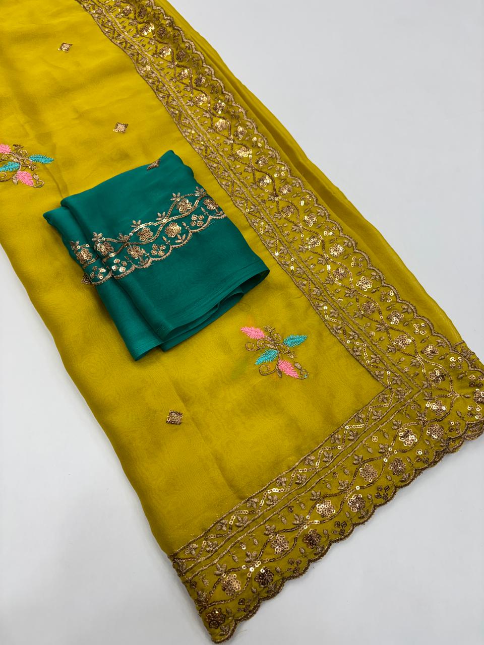 Opulent Wedding Wear Pure Soft Rangoli Silk Embroidery Work Fancy Designer Saree With Blissful Blouse