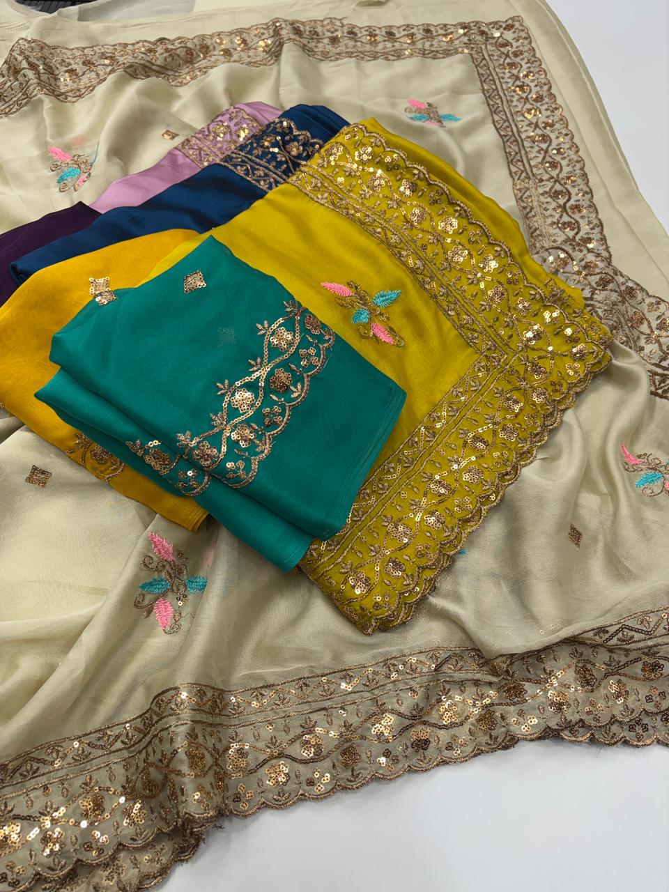 Opulent Wedding Wear Pure Soft Rangoli Silk Embroidery Work Fancy Designer Saree With Blissful Blouse