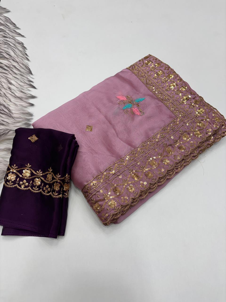 Opulent Wedding Wear Pure Soft Rangoli Silk Embroidery Work Fancy Designer Saree With Blissful Blouse