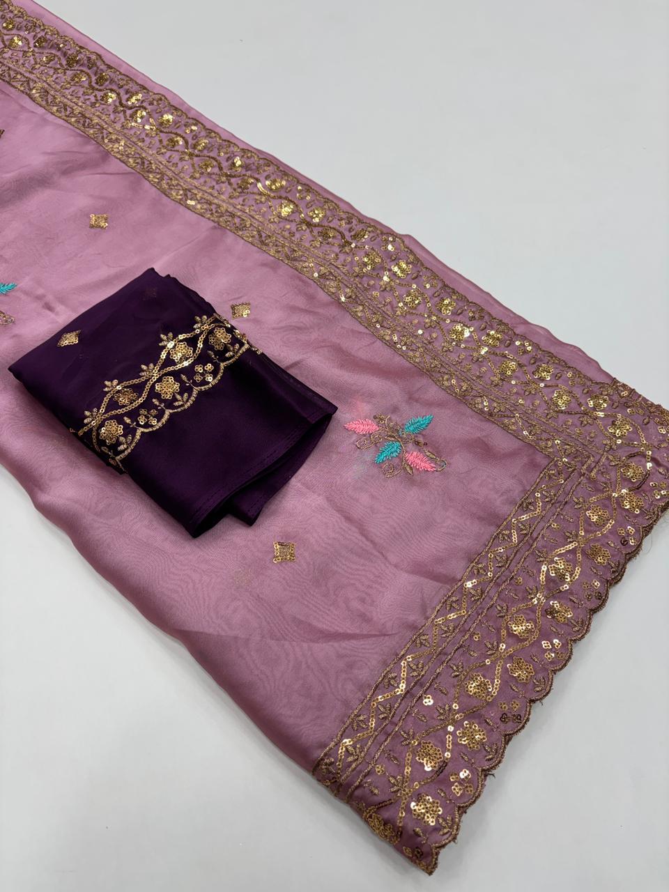 Opulent Wedding Wear Pure Soft Rangoli Silk Embroidery Work Fancy Designer Saree With Blissful Blouse