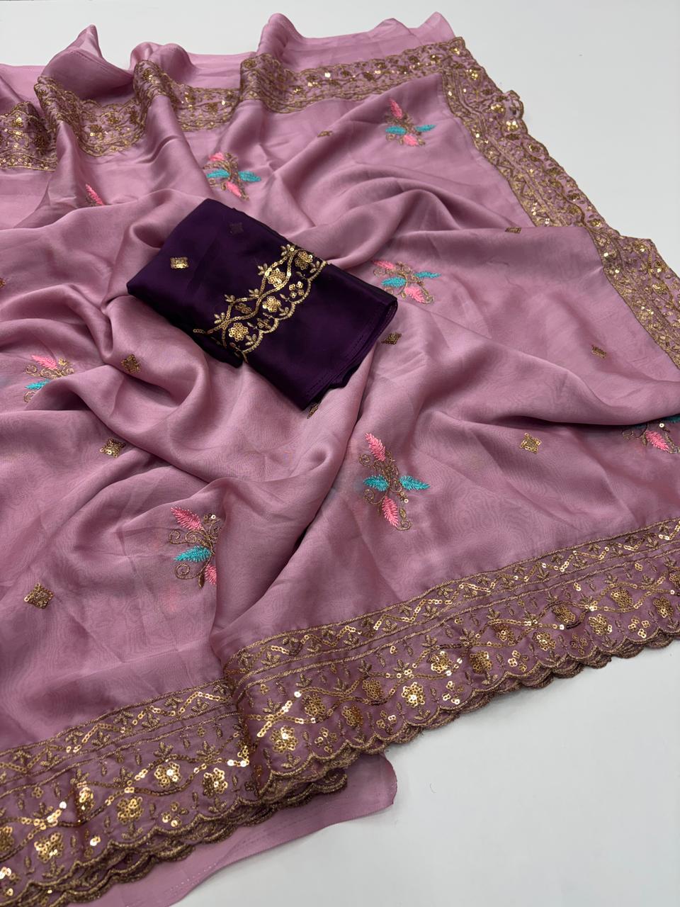 Opulent Wedding Wear Pure Soft Rangoli Silk Embroidery Work Fancy Designer Saree With Blissful Blouse