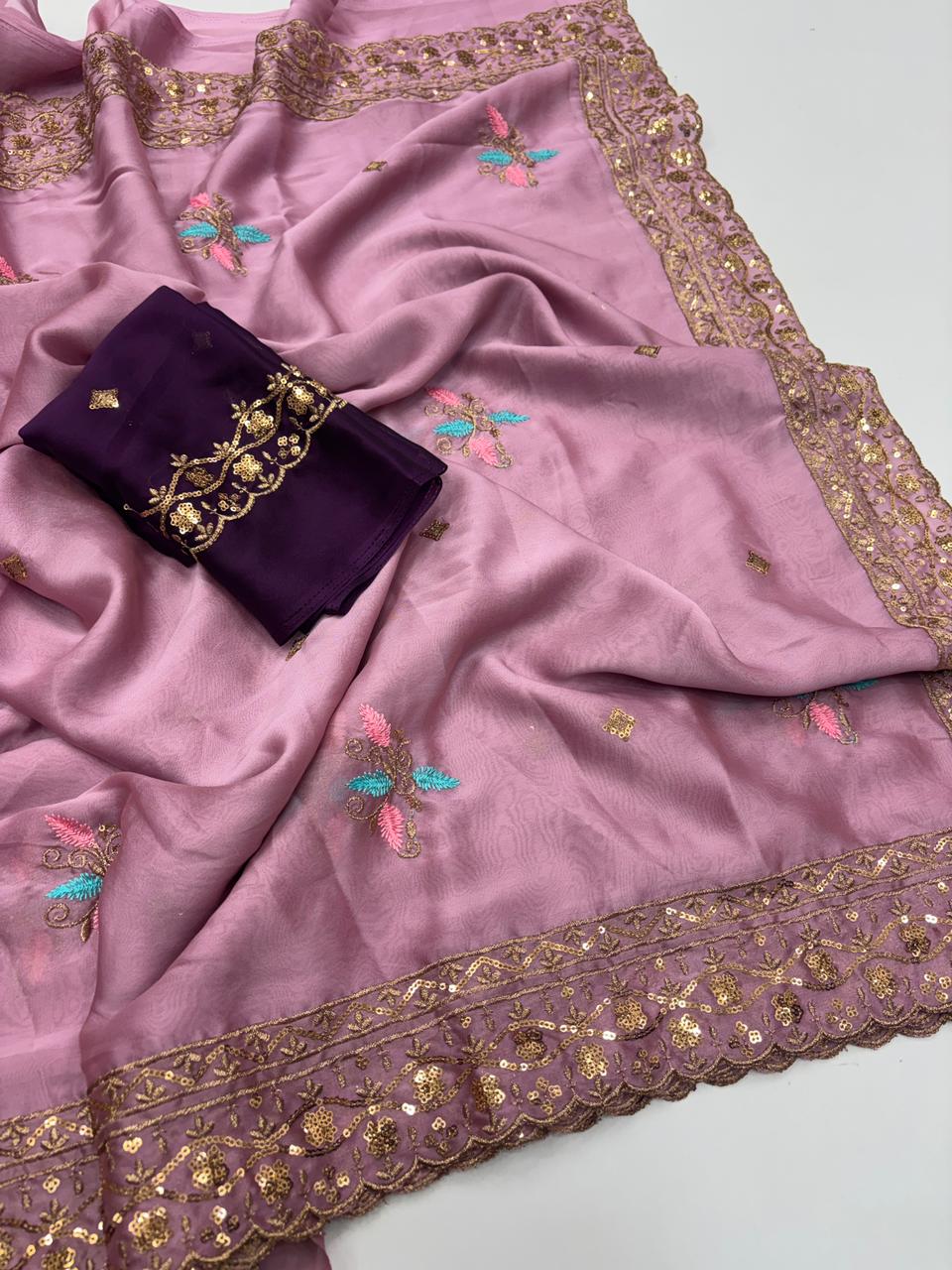 Opulent Wedding Wear Pure Soft Rangoli Silk Embroidery Work Fancy Designer Saree With Blissful Blouse