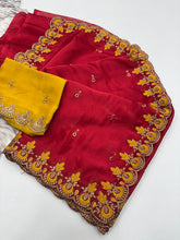 Load image into Gallery viewer, Elegant Party Wear Pure Soft Rangoli Silk Embroidery n Sequence Work Fancy Designer Saree With Blissful Blouse
