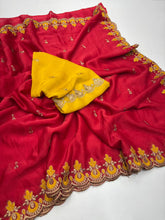 Load image into Gallery viewer, Elegant Party Wear Pure Soft Rangoli Silk Embroidery n Sequence Work Fancy Designer Saree With Blissful Blouse
