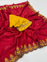 Load image into Gallery viewer, Elegant Party Wear Pure Soft Rangoli Silk Embroidery n Sequence Work Fancy Designer Saree With Blissful Blouse
