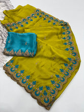 Load image into Gallery viewer, Elegant Party Wear Pure Soft Rangoli Silk Embroidery n Sequence Work Fancy Designer Saree With Blissful Blouse
