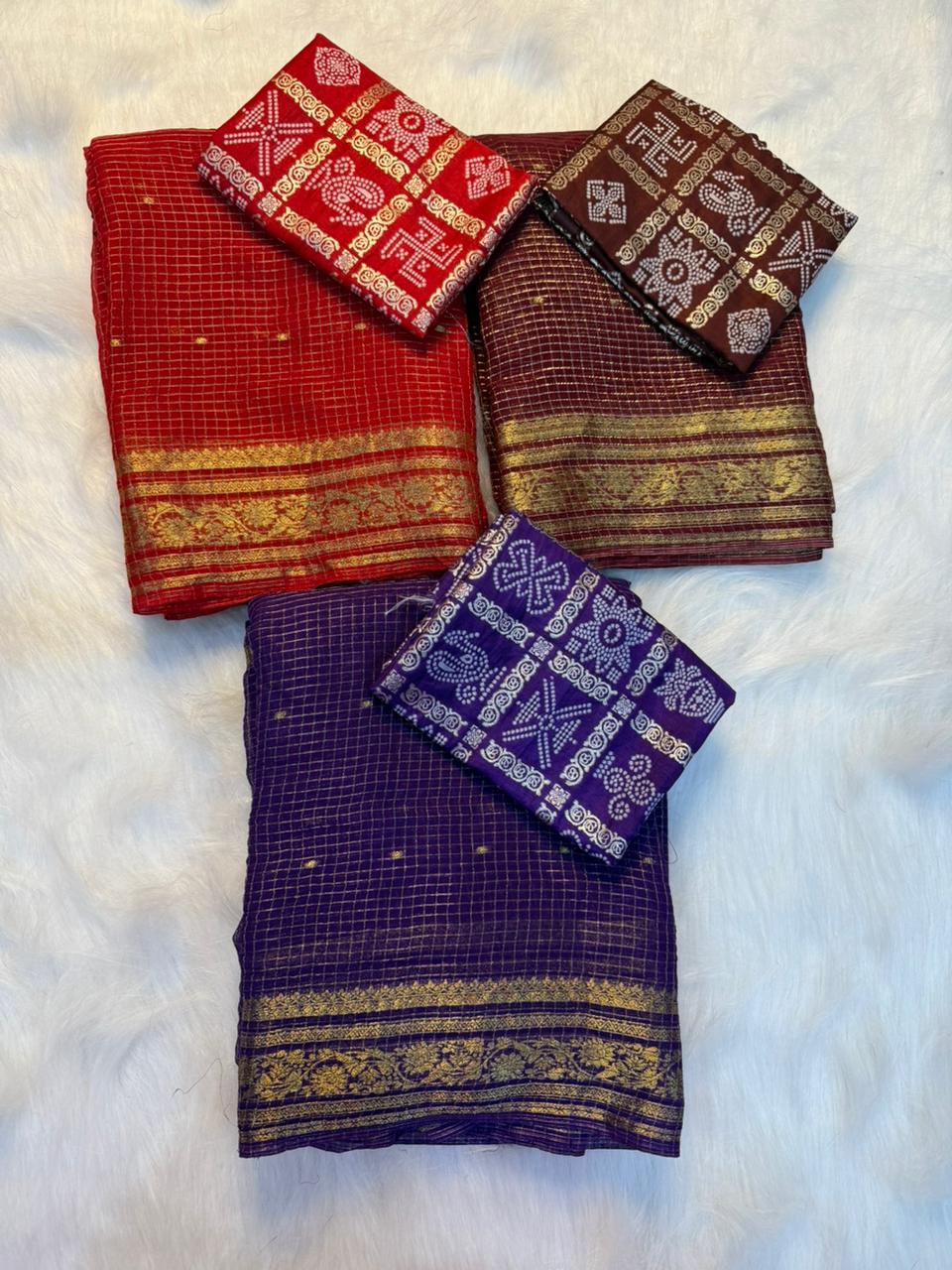 Charming Party Wear Pure Viscose Jacquard Weaving Work Checks Design Rich Pallu Fancy Designer Saree With Elegant Blouse