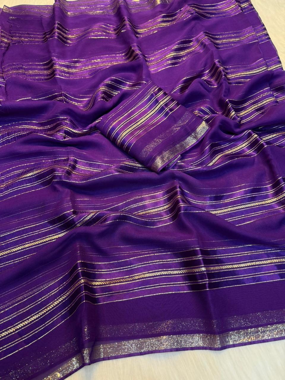 Desirable Party Wear Pure Viscose Georgette Weaving Zari Design Saree With Blouse Piece