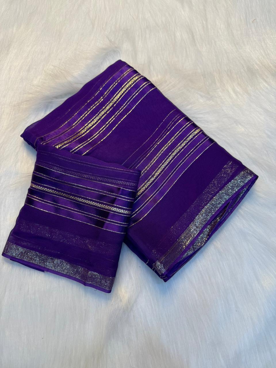 Desirable Party Wear Pure Viscose Georgette Weaving Zari Design Saree With Blouse Piece