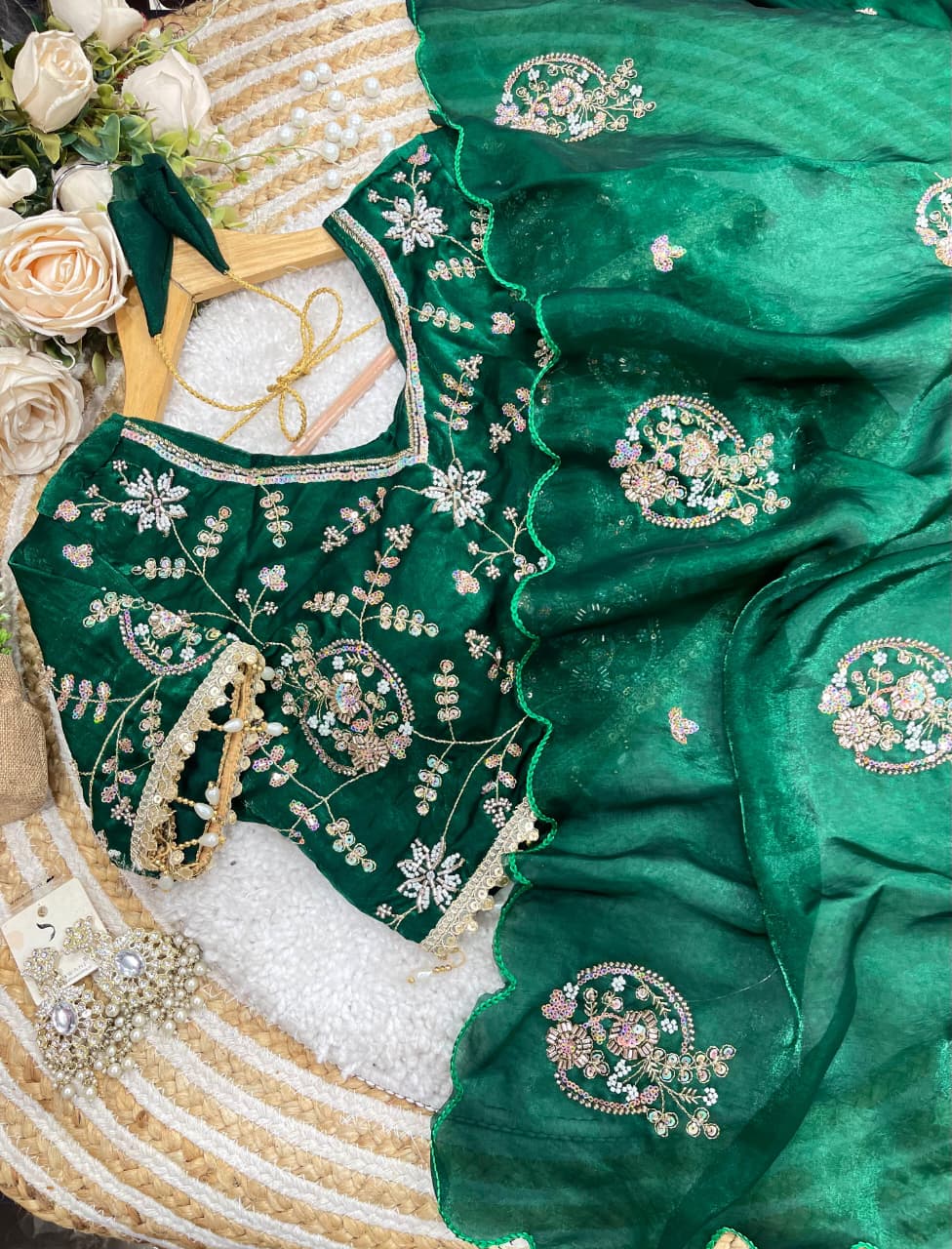 Charismatic Wedding Wear Silk Heavy Embroidery Beads Work Fancy Designer Saree With Stitched Blouse