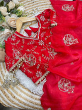 Load image into Gallery viewer, Charismatic Wedding Wear Silk Heavy Embroidery Beads Work Fancy Designer Saree With Stitched Blouse
