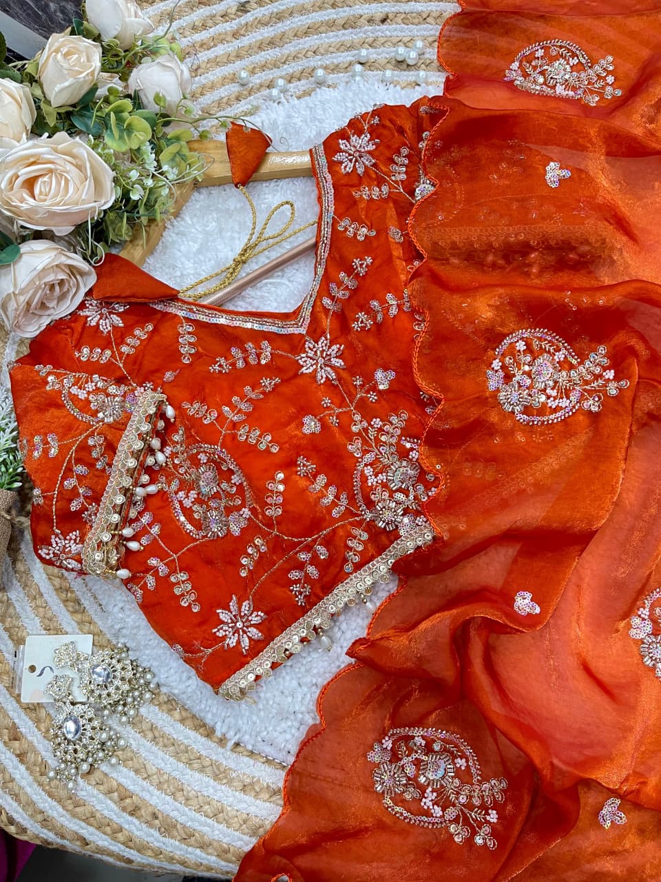Charismatic Wedding Wear Silk Heavy Embroidery Beads Work Fancy Designer Saree With Stitched Blouse