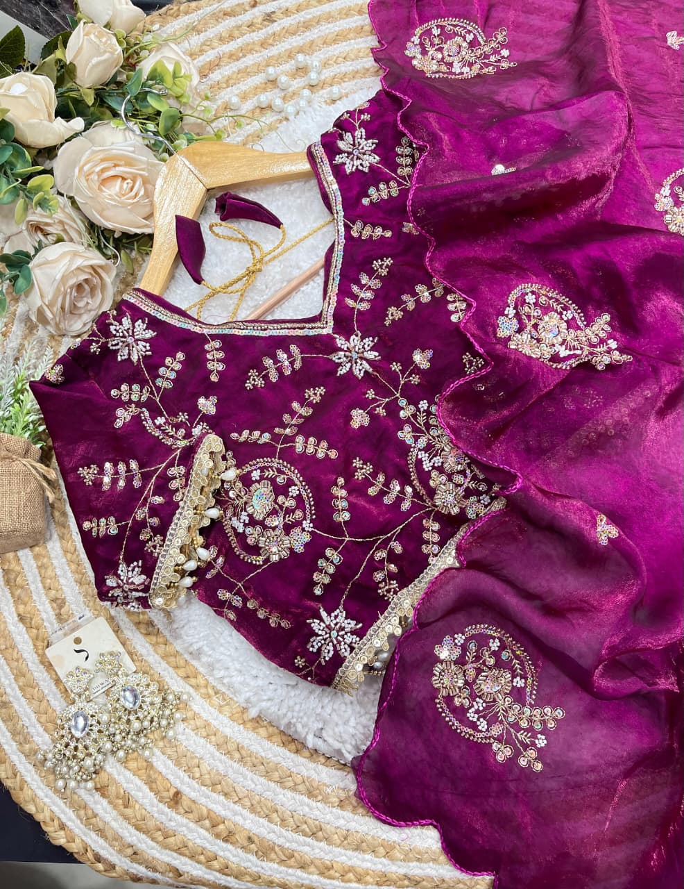 Charismatic Wedding Wear Silk Heavy Embroidery Beads Work Fancy Designer Saree With Stitched Blouse
