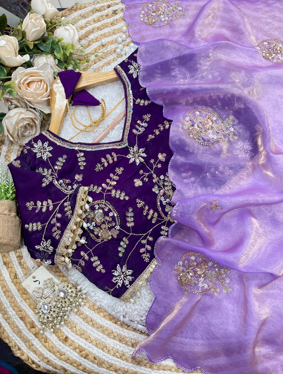 Charismatic Wedding Wear Silk Heavy Embroidery Beads Work Fancy Designer Saree With Stitched Blouse