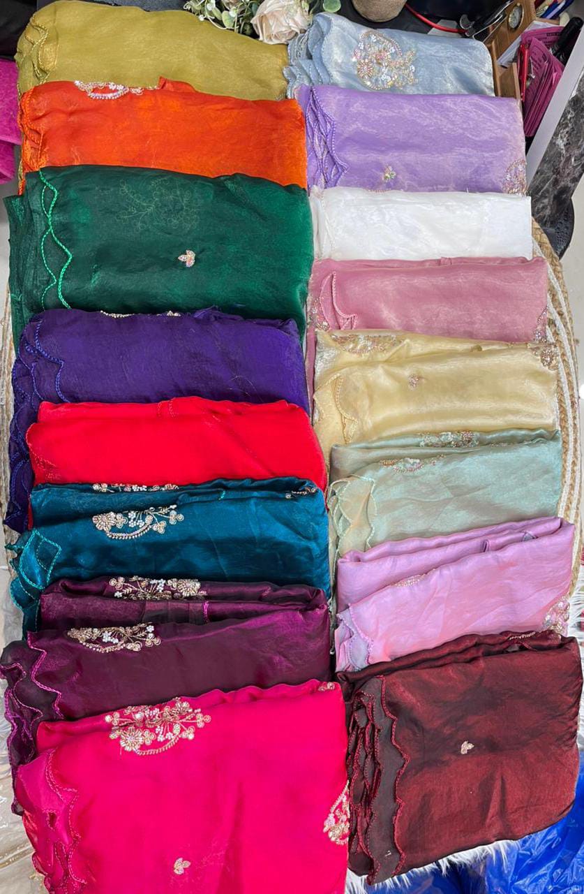 Charismatic Wedding Wear Silk Heavy Embroidery Beads Work Fancy Designer Saree With Stitched Blouse