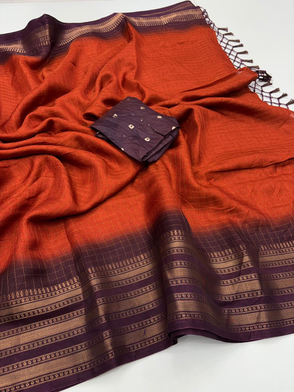 Redolent Party Wear Pure Dola Silk Chex Design With Jacquard Weaving Work Fancy Designer Saree