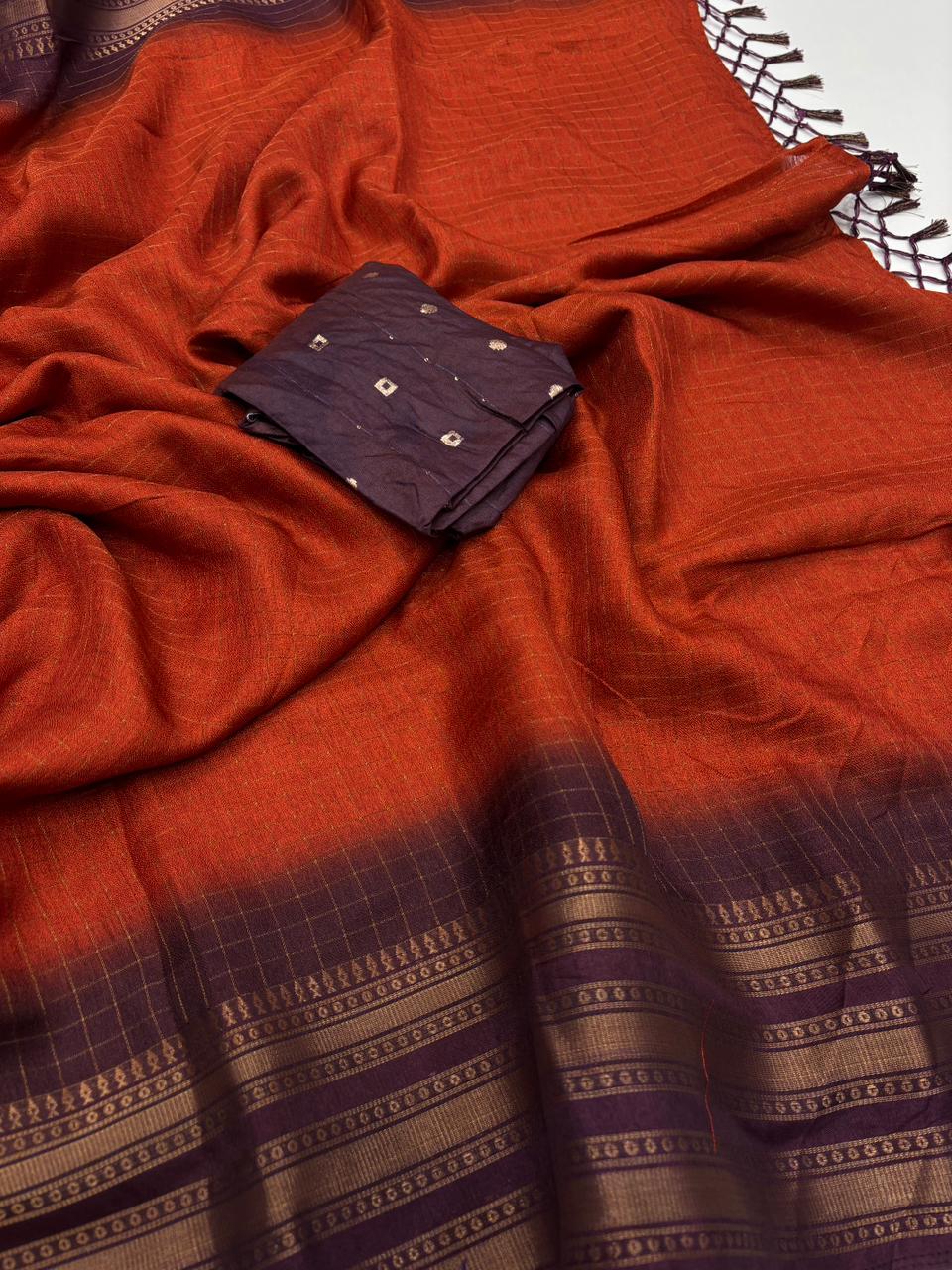 Redolent Party Wear Pure Dola Silk Chex Design With Jacquard Weaving Work Fancy Designer Saree
