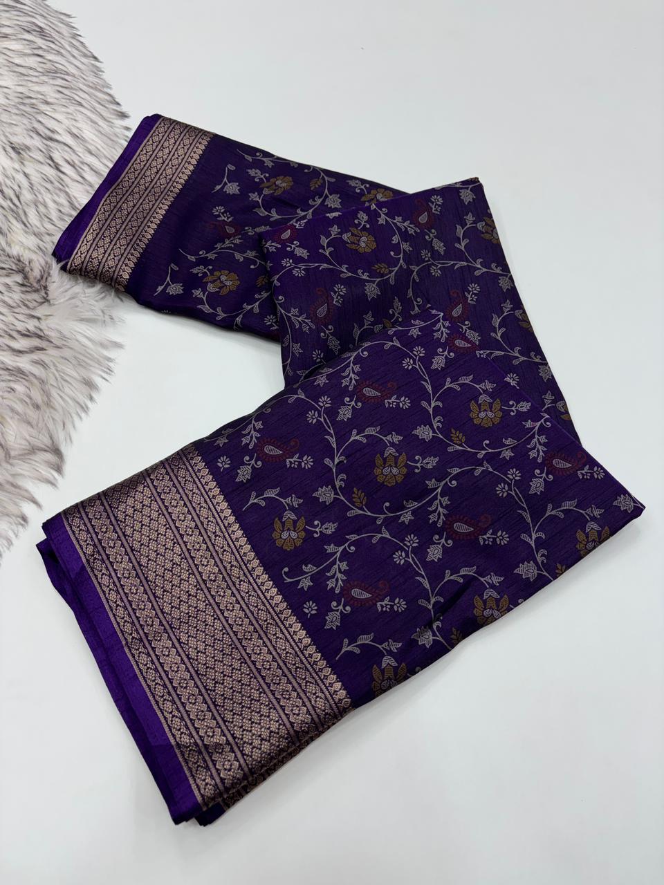 Opulent Festive Wear Pure Soft Dola Silk Jacquard Border Pich Pallu Designer Saree With Elegant Blouse Piece