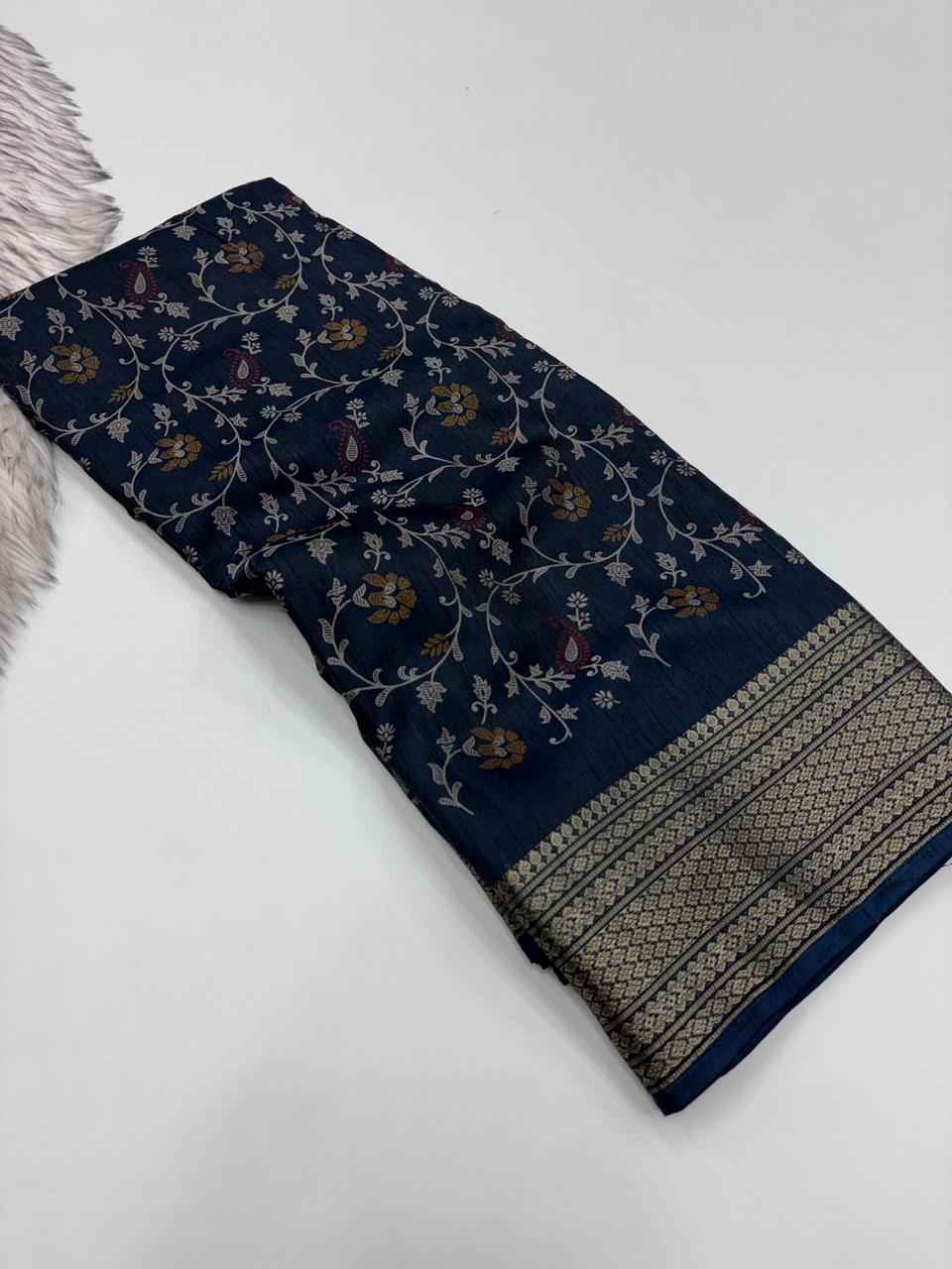 Opulent Festive Wear Pure Soft Dola Silk Jacquard Border Pich Pallu Designer Saree With Elegant Blouse Piece