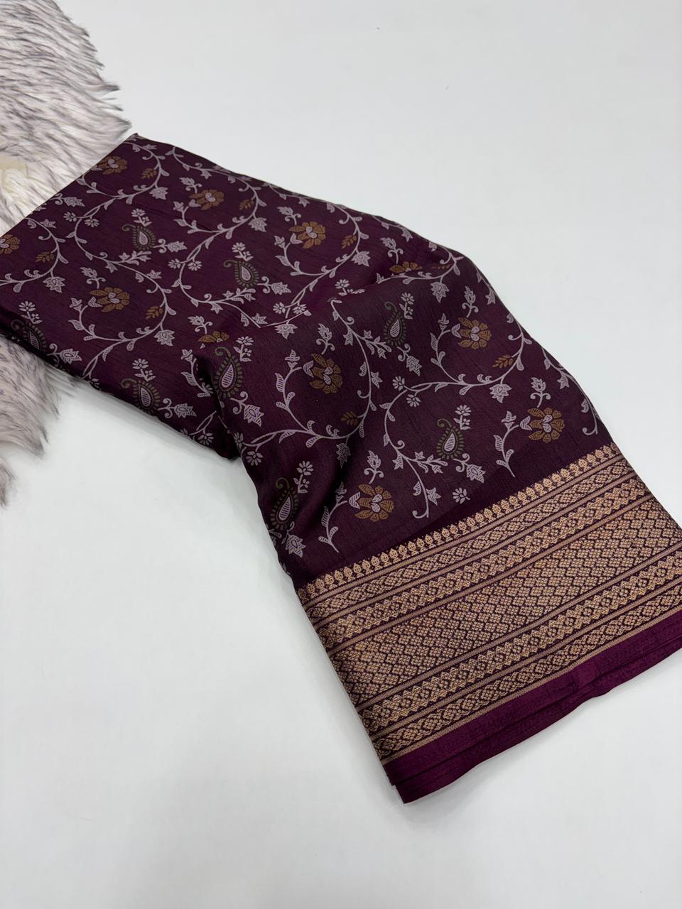 Opulent Festive Wear Pure Soft Dola Silk Jacquard Border Pich Pallu Designer Saree With Elegant Blouse Piece
