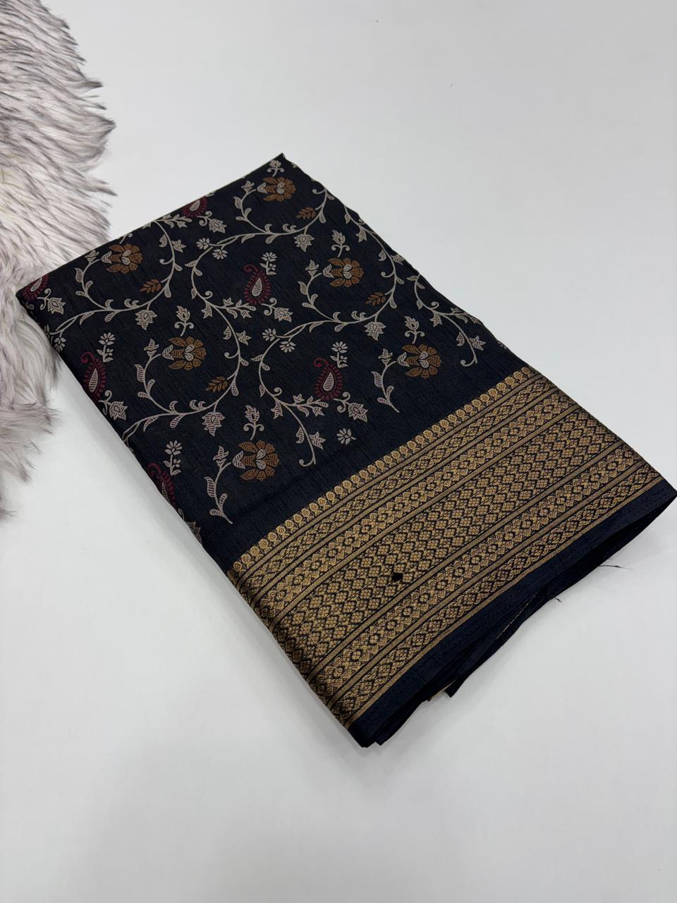 Opulent Festive Wear Pure Soft Dola Silk Jacquard Border Pich Pallu Designer Saree With Elegant Blouse Piece